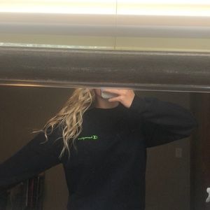 Black and Neon Green Champion Sweatshirt Crew neck